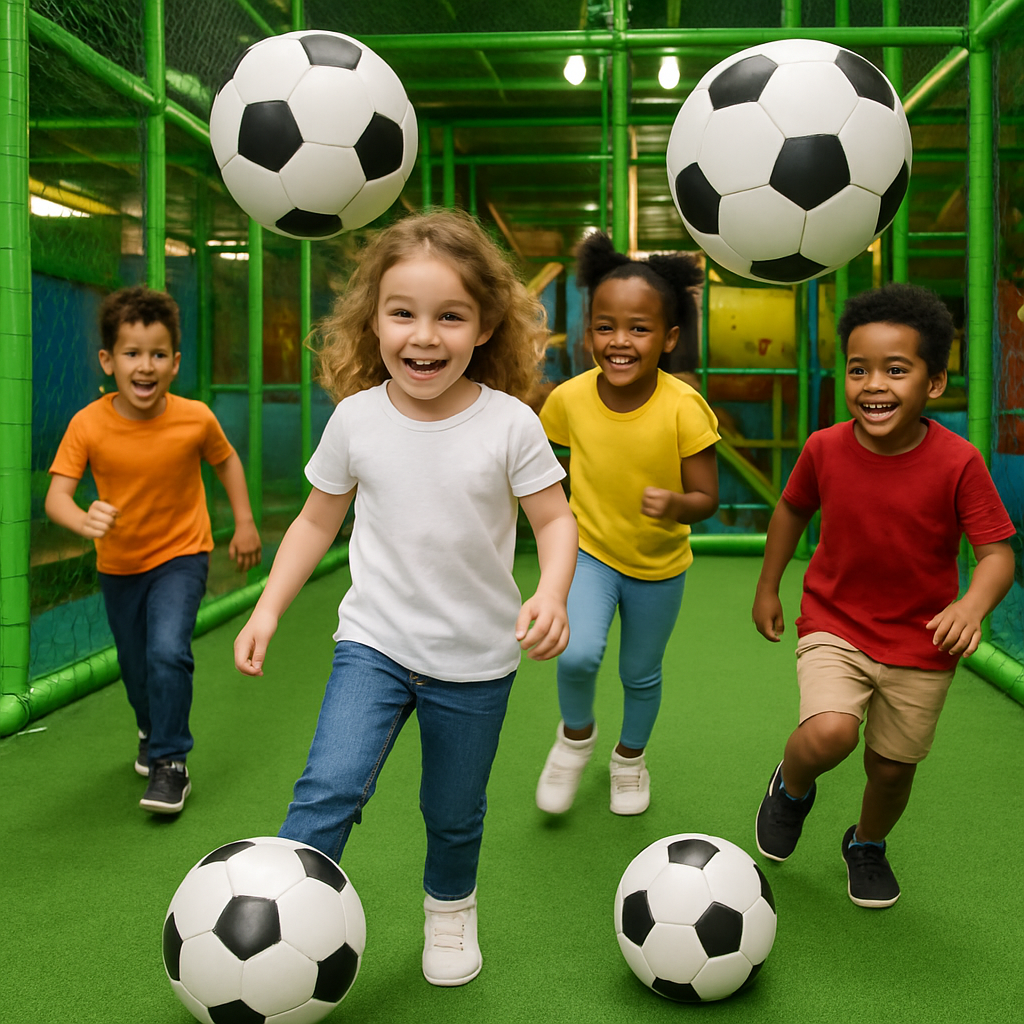 Children playing in a soccer themed indoor fun zone-1